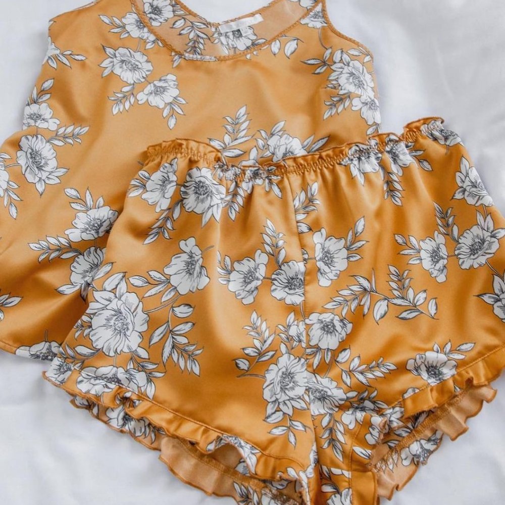 Z Supply Nighty Nite Floral Satin Cami & Short Set